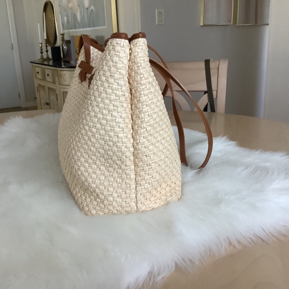 Womens leather and straw tote bag - Picture 2 of 6